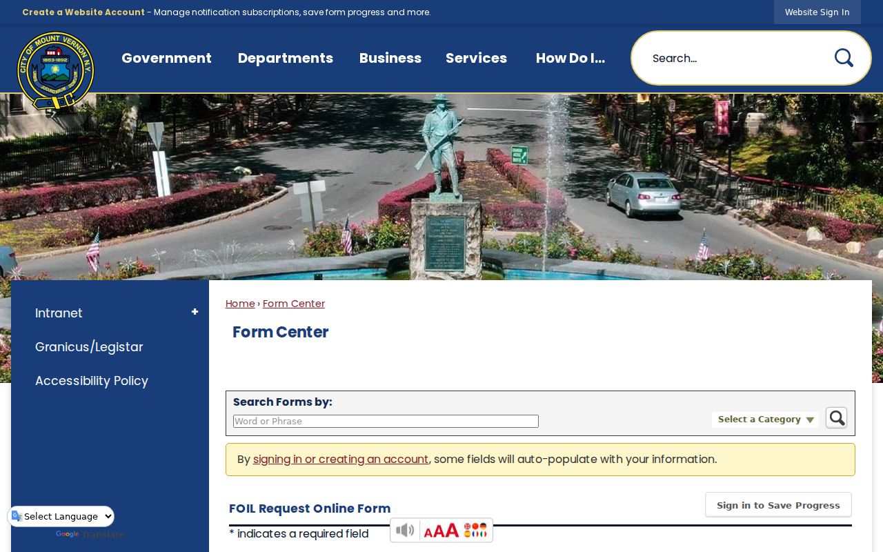 Mount Vernon criminal police records online FOIL request form