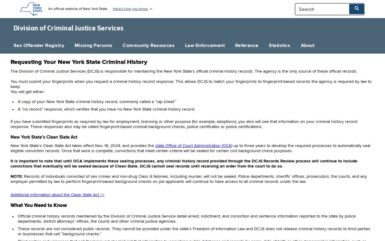 Westchester County criminal history DCJS Personal Record Review instructions
